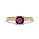 Aurin 6.00 mm Cushion Shape Rhodolite Garnet and Diamond Engagement Ring 