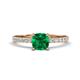 1 - Aurin 6.00 mm Cushion Shape Lab Created Emerald and Diamond Engagement Ring 