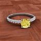 2 - Aurin 6.00 mm Cushion Shape Lab Created Yellow Sapphire and Diamond Engagement Ring 