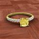 2 - Aurin 6.00 mm Cushion Shape Lab Created Yellow Sapphire and Diamond Engagement Ring 