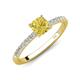3 - Aurin 6.00 mm Cushion Shape Lab Created Yellow Sapphire and Diamond Engagement Ring 