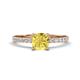 1 - Aurin 6.00 mm Cushion Shape Lab Created Yellow Sapphire and Diamond Engagement Ring 