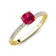 3 - Aurin 6.00 mm Cushion Shape Lab Created Ruby and Diamond Engagement Ring 