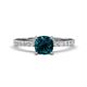1 - Aurin 6.00 mm Cushion Shape London Blue Topaz and Diamond Engagement Ring 