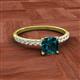 2 - Aurin 6.00 mm Cushion Shape London Blue Topaz and Diamond Engagement Ring 