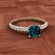 2 - Aurin 6.00 mm Cushion Shape London Blue Topaz and Diamond Engagement Ring 