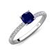 3 - Aurin 6.00 mm Cushion Shape Lab Created Blue Sapphire and Diamond Engagement Ring 