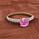 2 - Aurin 6.00 mm Cushion Shape Lab Created Pink Sapphire and Diamond Engagement Ring 