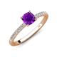 3 - Aurin 6.00 mm Cushion Shape Amethyst and Diamond Engagement Ring 