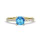 Aurin 6.00 mm Cushion Shape Blue Topaz and Diamond Engagement Ring 