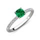 3 - Aurin 6.00 mm Cushion Shape Lab Created Emerald and Diamond Engagement Ring 