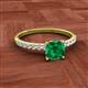 2 - Aurin 6.00 mm Cushion Shape Lab Created Emerald and Diamond Engagement Ring 