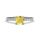 Aurin 6.00 mm Cushion Shape Lab Created Yellow Sapphire and Diamond Engagement Ring 