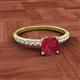 2 - Aurin 6.00 mm Cushion Shape Lab Created Ruby and Diamond Engagement Ring 