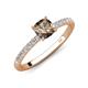 3 - Aurin 6.00 mm Cushion Shape Smoky Quartz and Diamond Engagement Ring 