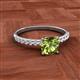 2 - Aurin 6.00 mm Cushion Shape Peridot and Diamond Engagement Ring 