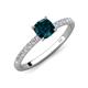 3 - Aurin 6.00 mm Cushion Shape London Blue Topaz and Diamond Engagement Ring 