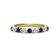 1 - Venice 2.70 mm Round Blue Sapphire and Lab Grown Diamond 9 Stone Wedding Band 