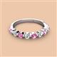 2 - Venice 3.00 mm Round Pink Sapphire and Lab Grown Diamond 9 Stone Wedding Band 