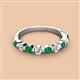 2 - Venice 3.00 mm Round Emerald and Lab Grown Diamond 9 Stone Wedding Band 