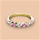 2 - Venice 3.00 mm Round Pink Sapphire and Lab Grown Diamond 9 Stone Wedding Band 