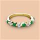 2 - Venice 3.00 mm Round Emerald and Lab Grown Diamond 9 Stone Wedding Band 