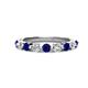 1 - Venice 3.00 mm Round Blue Sapphire and Lab Grown Diamond 9 Stone Wedding Band 