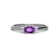 1 - Vera 6x4 mm Oval Shape Amethyst and Round Diamond Promise Ring 