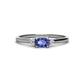1 - Vera 6x4 mm Oval Shape Iolite and Round Diamond Promise Ring 
