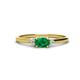1 - Vera 6x4 mm Oval Shape Emerald and Round Diamond Promise Ring 