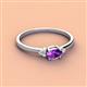 2 - Vera 6x4 mm Oval Shape Amethyst and Round Diamond Promise Ring 
