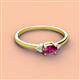 2 - Vera 6x4 mm Oval Shape Rhodolite Garnet and Round Diamond Promise Ring 