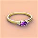 2 - Vera 6x4 mm Oval Shape Amethyst and Round Diamond Promise Ring 