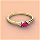 2 - Vera 6x4 mm Oval Shape Ruby and Round Diamond Promise Ring 
