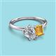 3 - Nadya Pear Shape IGI Certified Lab Grown Diamond & Emerald Shape Citrine 2 Stone Duo Ring 