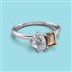 3 - Nadya Pear Shape IGI Certified Lab Grown Diamond & Emerald Shape Smoky Quartz 2 Stone Duo Ring 