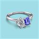 3 - Nadya Pear Shape IGI Certified Lab Grown Diamond & Emerald Shape Tanzanite 2 Stone Duo Ring 