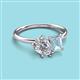 3 - Nadya Pear Shape IGI Certified Lab Grown Diamond & Emerald Shape Aquamarine 2 Stone Duo Ring 