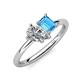 4 - Nadya Pear Shape IGI Certified Lab Grown Diamond & Emerald Shape Blue Topaz 2 Stone Duo Ring 