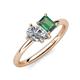 4 - Nadya Pear Shape IGI Certified Lab Grown Diamond & Emerald Shape Lab Created Alexandrite 2 Stone Duo Ring 