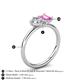 5 - Nadya Pear Shape Forever Brilliant Moissanite & Emerald Shape Pink Sapphire 2 Stone Duo Ring 