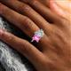 6 - Nadya Pear Shape Forever Brilliant Moissanite & Emerald Shape Pink Sapphire 2 Stone Duo Ring 