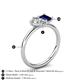 5 - Nadya Pear Shape Forever One Moissanite & Emerald Shape Blue Sapphire 2 Stone Duo Ring 