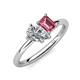 4 - Nadya Pear Shape GIA Certified Diamond & Emerald Shape Pink Tourmaline 2 Stone Duo Ring 