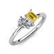 4 - Nadya Pear Shape GIA Certified Diamond & Emerald Shape Yellow Sapphire 2 Stone Duo Ring 