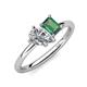 4 - Nadya Pear Shape GIA Certified Diamond & Emerald Shape Lab Created Alexandrite 2 Stone Duo Ring 