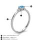 4 - Vera 6x4 mm Oval Shape Blue Topaz and Round Diamond Promise Ring 