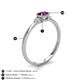 4 - Vera 6x4 mm Oval Shape Rhodolite Garnet and Round Diamond Promise Ring 
