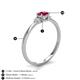 4 - Vera 6x4 mm Oval Shape Ruby and Round Diamond Promise Ring 