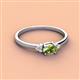 2 - Vera 6x4 mm Oval Shape Peridot and Round Lab Grown Diamond Promise Ring 